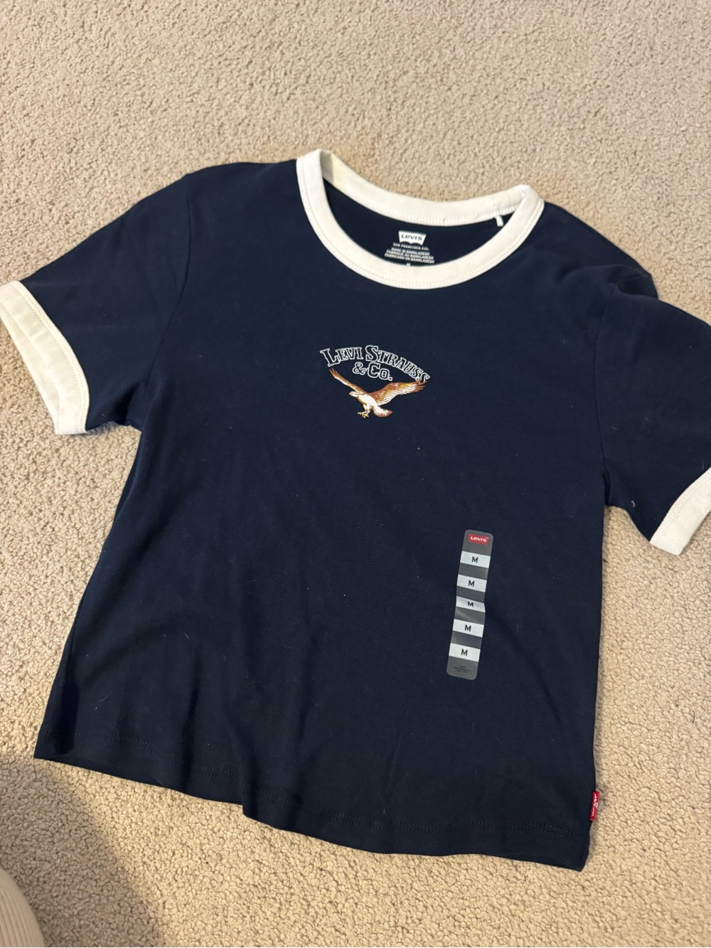 Levi's Navy Tee with Cream Trim and Eagle Patch